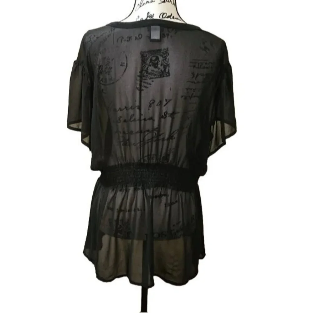 Torrid Georgette Black Ruffle Sheer Blouse - Picture 6 of 8